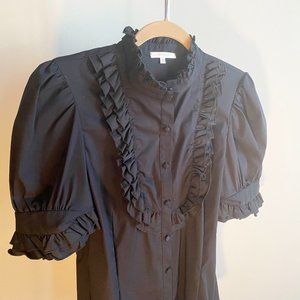 Matty M Black Ruffle Detail Button Down, Perfect Condition, Never Worn